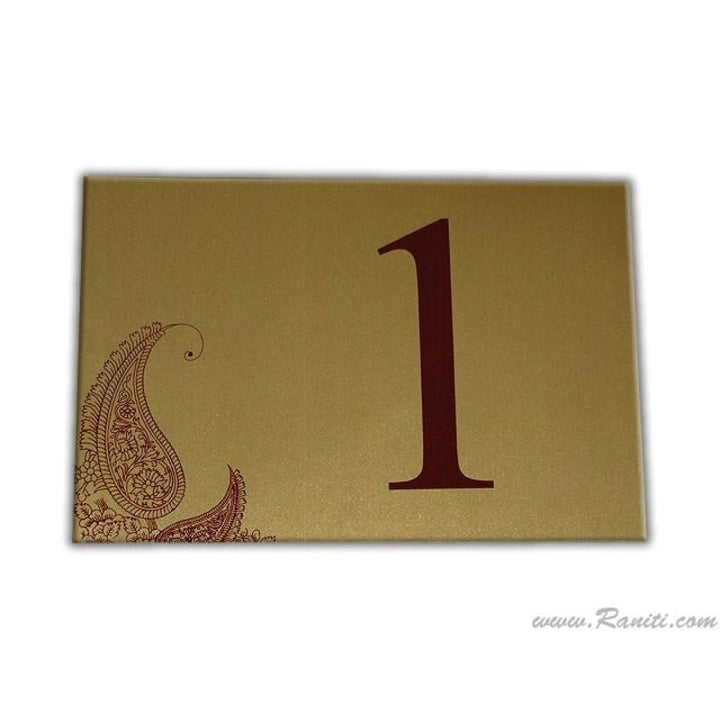 Paislely Theme Custom Table Number Card | Wedding Table Numbers Flat Cards AMTC-2 freeshipping - Raniti LLC - Custom Invitations & Stationery