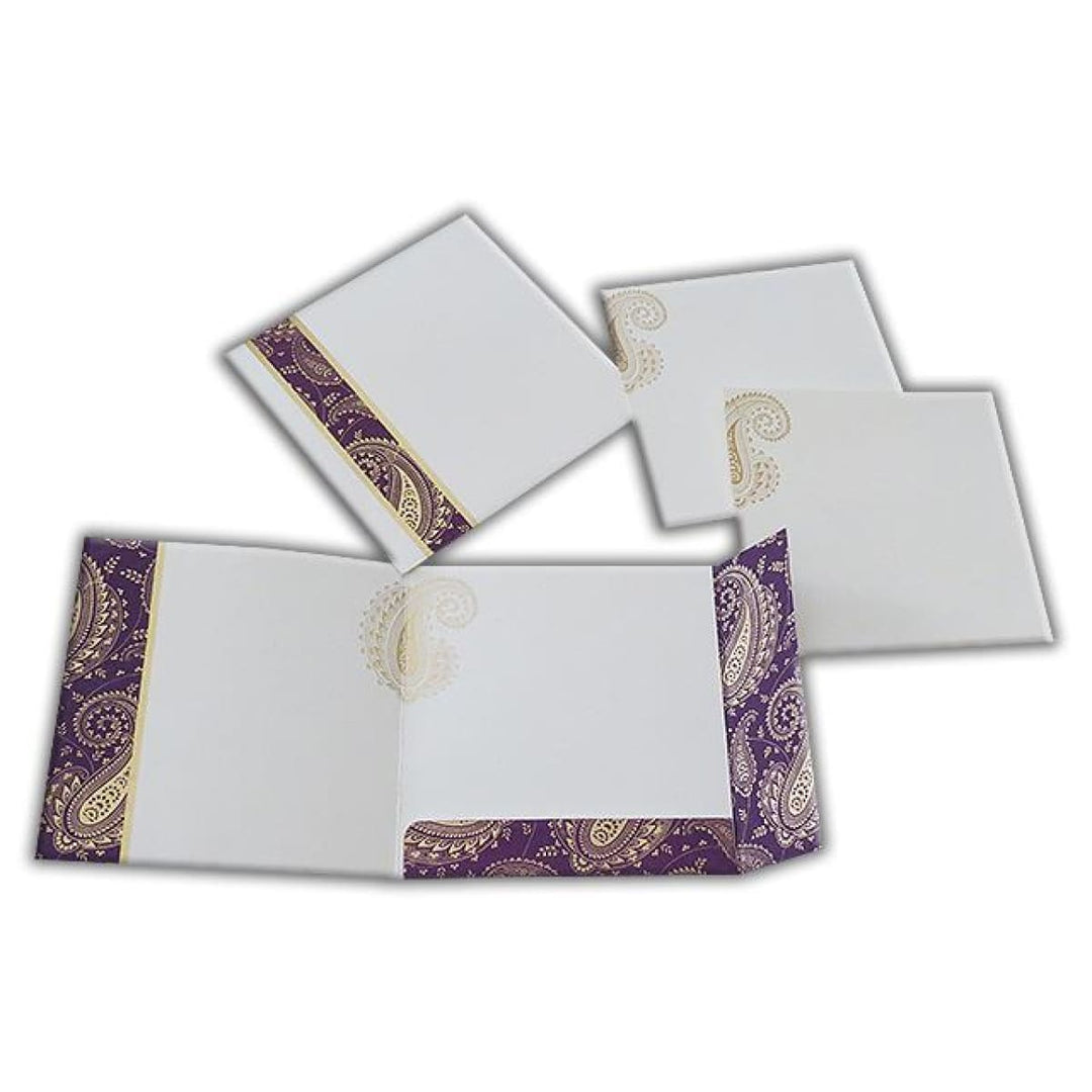 Paisley Design Purple and White Square Custom Wedding Invitation card 7x7 with stones AM-59 freeshipping - Raniti LLC - Custom Invitations & Stationery