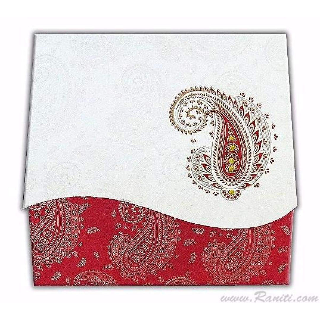 Paisley Design Red and White Custom Invitation card with stones AM-503 freeshipping - Raniti LLC - Custom Invitations & Stationery