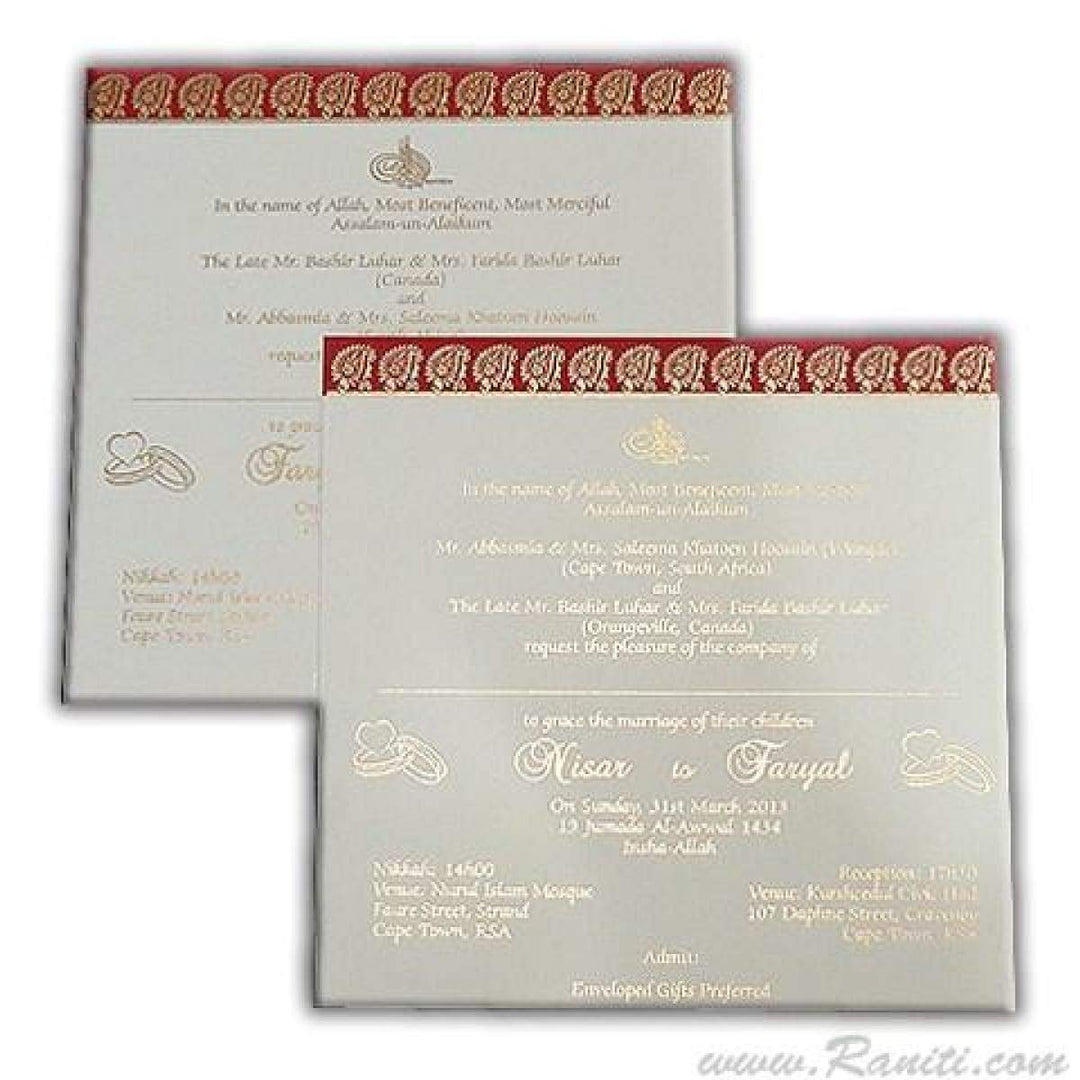 Paisley Design Red and White Custom Invitation card with stones AM-503 freeshipping - Raniti LLC - Custom Invitations & Stationery