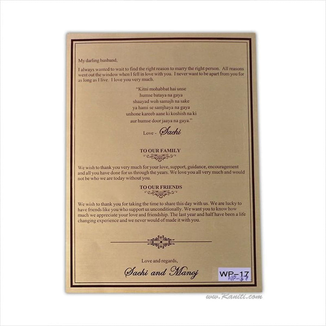 Paisley Theme Custom Golden Wedding Ceremony Program | Folded Simple Wedding Program WP-32 freeshipping - Raniti LLC - Custom Invitations & Stationery