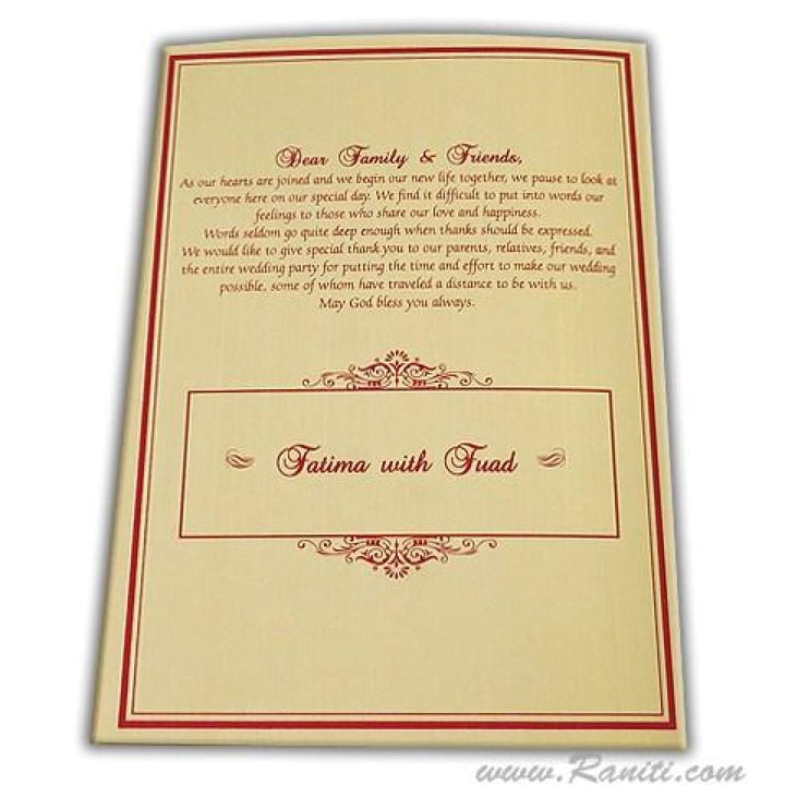 Paisley Theme Custom Golden Wedding Ceremony Program | Folded Simple Wedding Program WP-32 freeshipping - Raniti LLC - Custom Invitations & Stationery