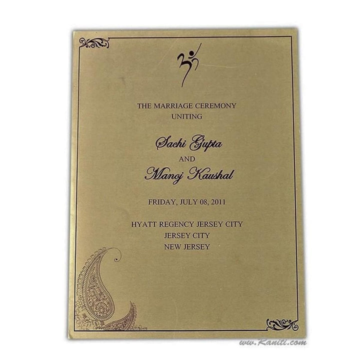 Paisley Theme Custom Golden Wedding Ceremony Program | Folded Simple Wedding Program WP-32 freeshipping - Raniti LLC - Custom Invitations & Stationery