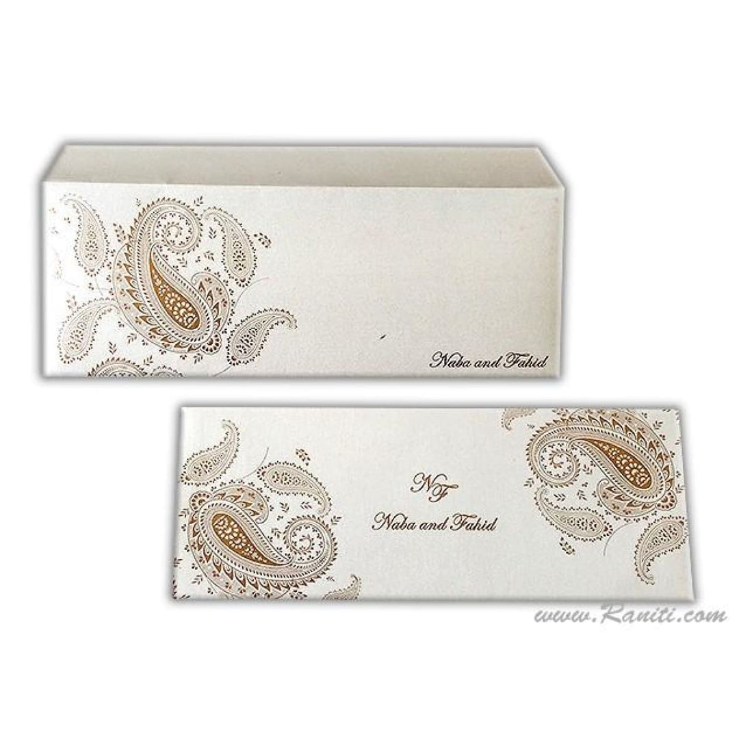 Paisley Theme Elegant White Wedding Invitation Card, Traditional Wedding Invitation AM-84 freeshipping - Raniti LLC - Custom Invitations & Stationery