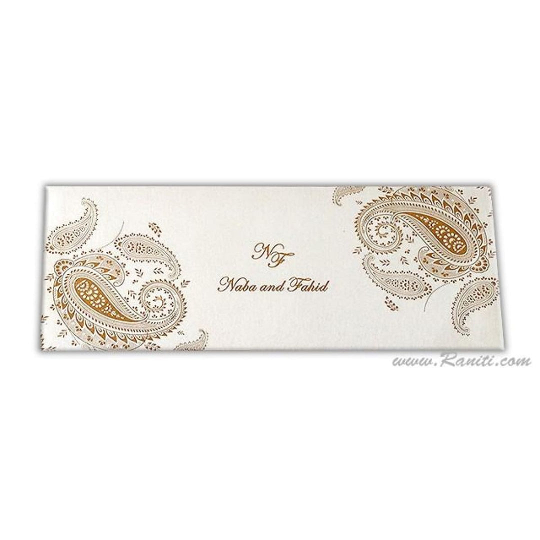 Paisley Theme Elegant White Wedding Invitation Card, Traditional Wedding Invitation AM-84 freeshipping - Raniti LLC - Custom Invitations & Stationery