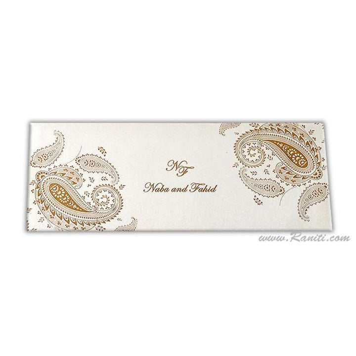 Paisley Theme Elegant White Wedding Invitation Card, Traditional Wedding Invitation AM-84 freeshipping - Raniti LLC - Custom Invitations & Stationery