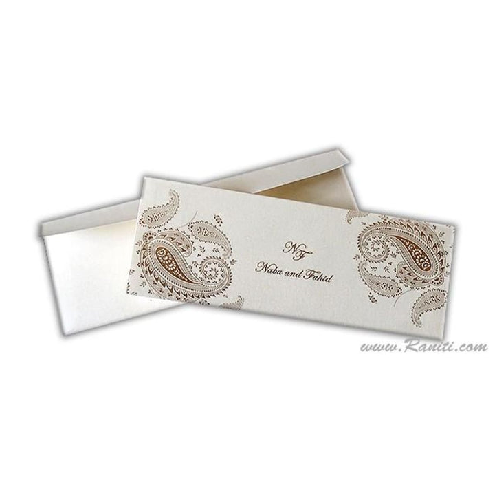 Paisley Theme Elegant White Wedding Invitation Card, Traditional Wedding Invitation AM-84 freeshipping - Raniti LLC - Custom Invitations & Stationery