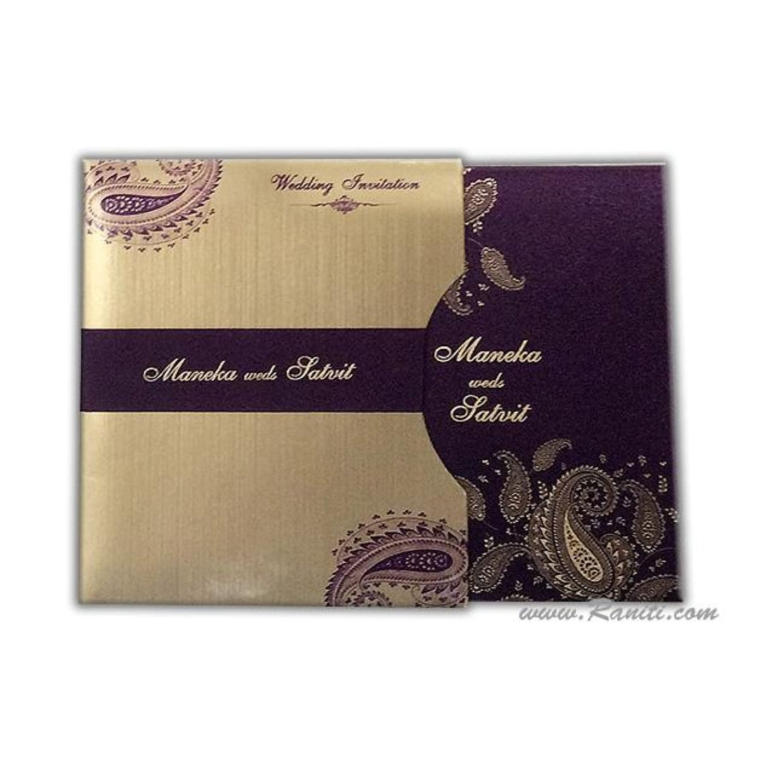 Paisley Theme Purple Satin Fabric Custom Wedding Invitation Card AM-226 freeshipping - Raniti LLC - Custom Invitations & Stationery