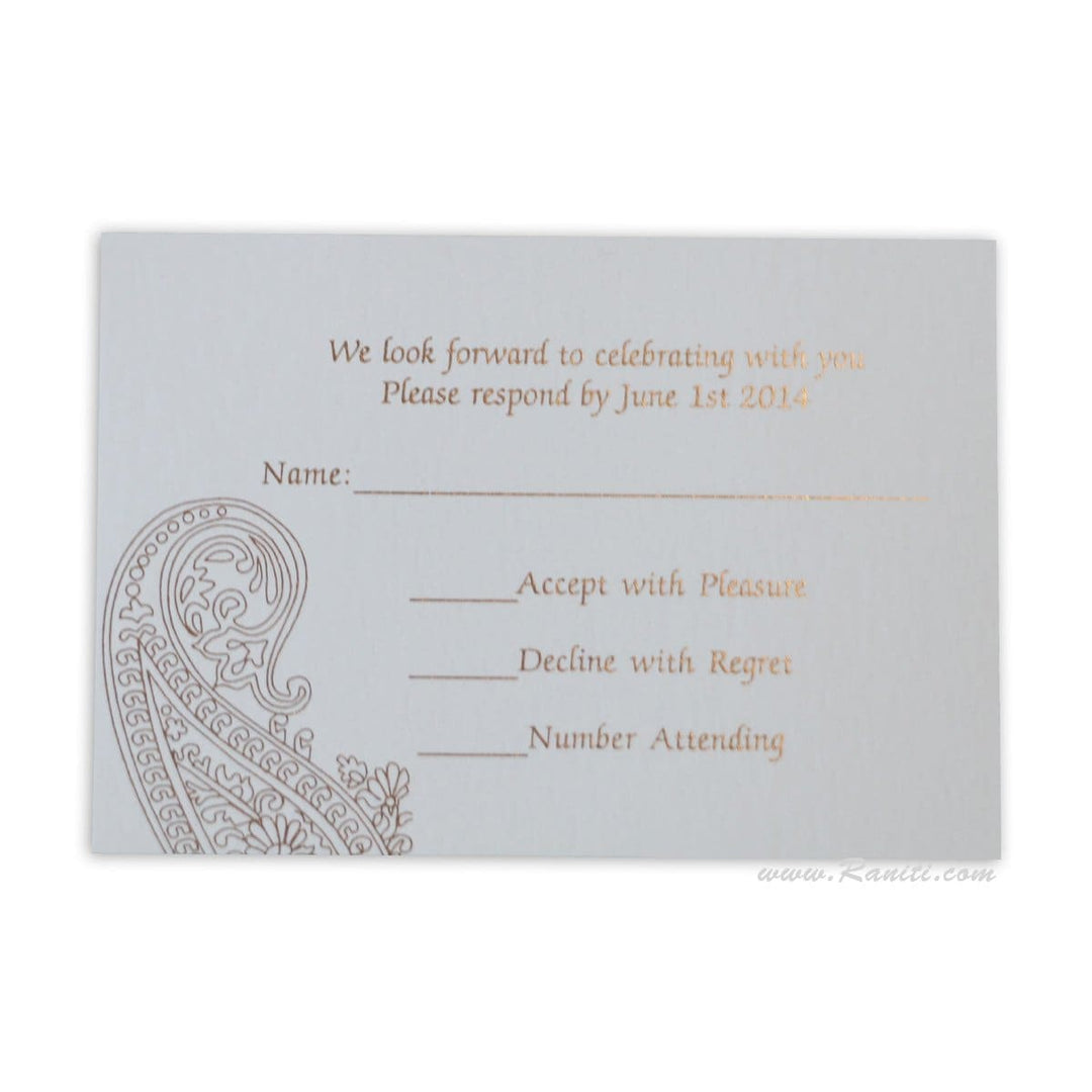 Paisley Theme RSVP Custom Reply Card with Envelope | RSVP Card | Wedding Invitation RSVP Card RT-776 freeshipping - Raniti LLC - Custom Invitations & Stationery