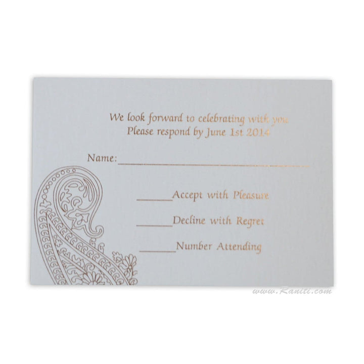 Paisley Theme RSVP Custom Reply Card with Envelope | RSVP Card | Wedding Invitation RSVP Card RT-776 freeshipping - Raniti LLC - Custom Invitations & Stationery