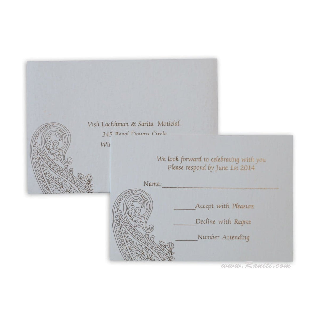 Paisley Theme RSVP Custom Reply Card with Envelope | RSVP Card | Wedding Invitation RSVP Card RT-776 freeshipping - Raniti LLC - Custom Invitations & Stationery