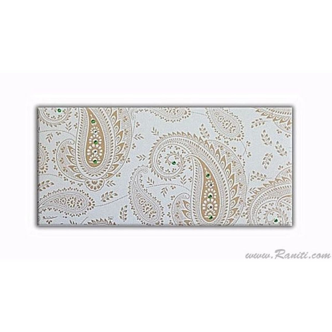 Paisley Theme with Stones White Custom Money Gift Check Envelope AME-34 freeshipping - Raniti LLC - Custom Invitations & Stationery