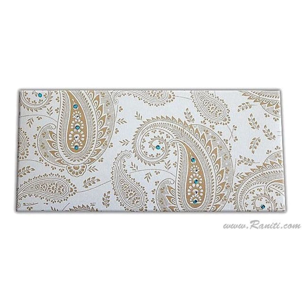 Paisley Theme with Stones White Custom Money Gift Check Envelope AME-34 freeshipping - Raniti LLC - Custom Invitations & Stationery