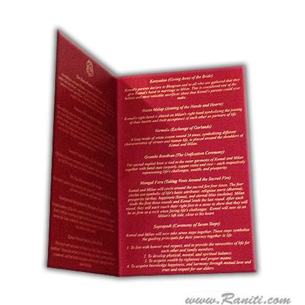 Peacock and Paisley Theme Custom Red Traditional Wedding Ceremony Program with Rhinestones | Indian Wedding Program / Ceremony / Hindu / Gujarati / Indian Wedding Ceremony Program with Rhinestones WP-42 freeshipping - Raniti LLC - Custom Invitations & Stationery