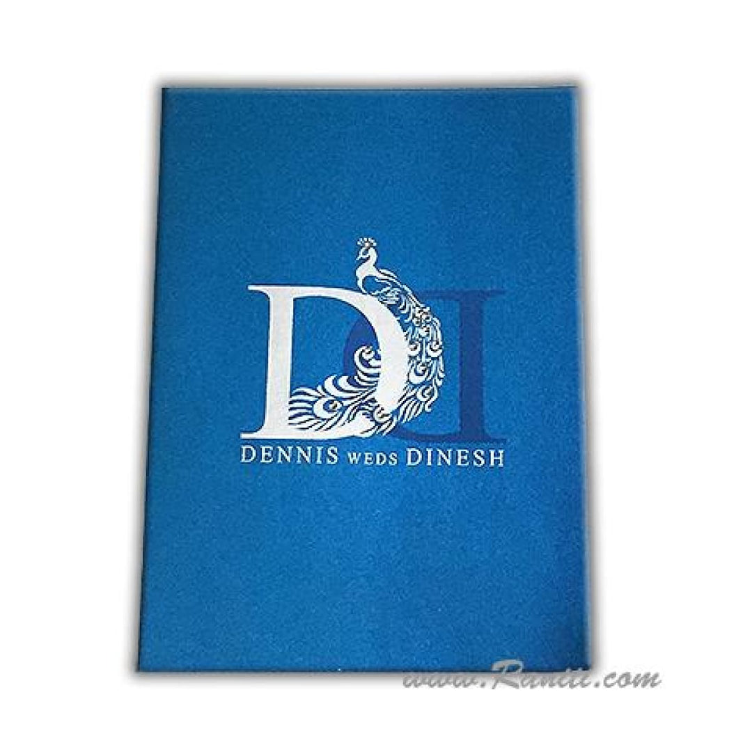 Peacock Theme Blue and Silver Custom Wedding Ceremony Program | Order of Ceremony Program | Blue Wedding Ceremony Program with Rhinestones WP-45 freeshipping - Raniti LLC - Custom Invitations & Stationery