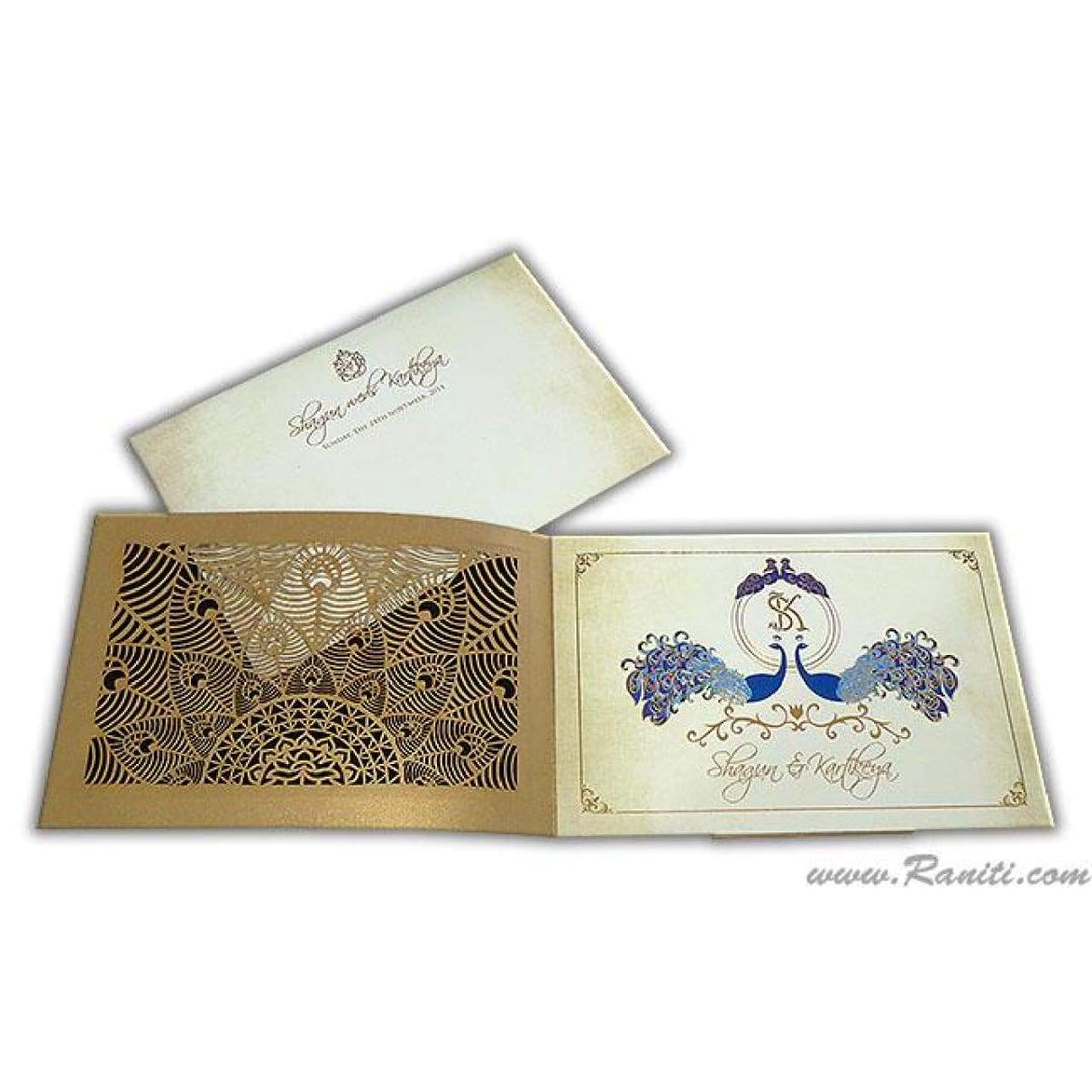 Peacock Theme Luxury Boxed Invitation with Laser Cut Design DPCB-16 freeshipping - Raniti LLC - Custom Invitations & Stationery