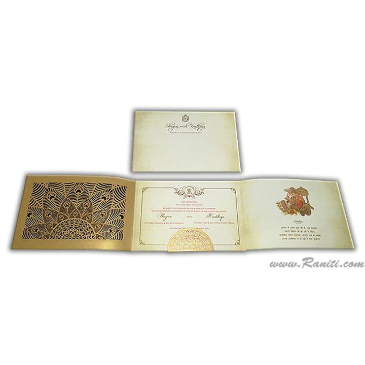 Peacock Theme Luxury Boxed Invitation with Laser Cut Design DPCB-16 freeshipping - Raniti LLC - Custom Invitations & Stationery