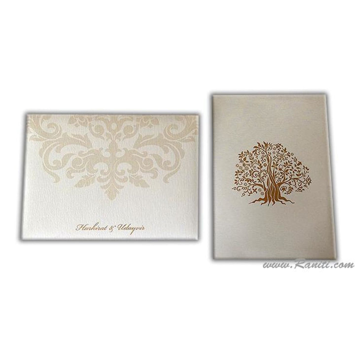 Pearl White Classic Custom Invitation Card with Multiple Inserts in Pastel Shade Borders AM-165 freeshipping - Raniti LLC - Custom Invitations & Stationery