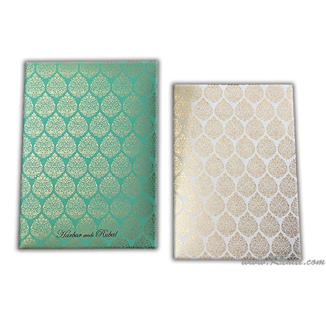 Pearl White Classic Custom Invitation Card with Multiple Inserts in Pastel Shade Borders AM-249 freeshipping - Raniti LLC - Custom Invitations & Stationery