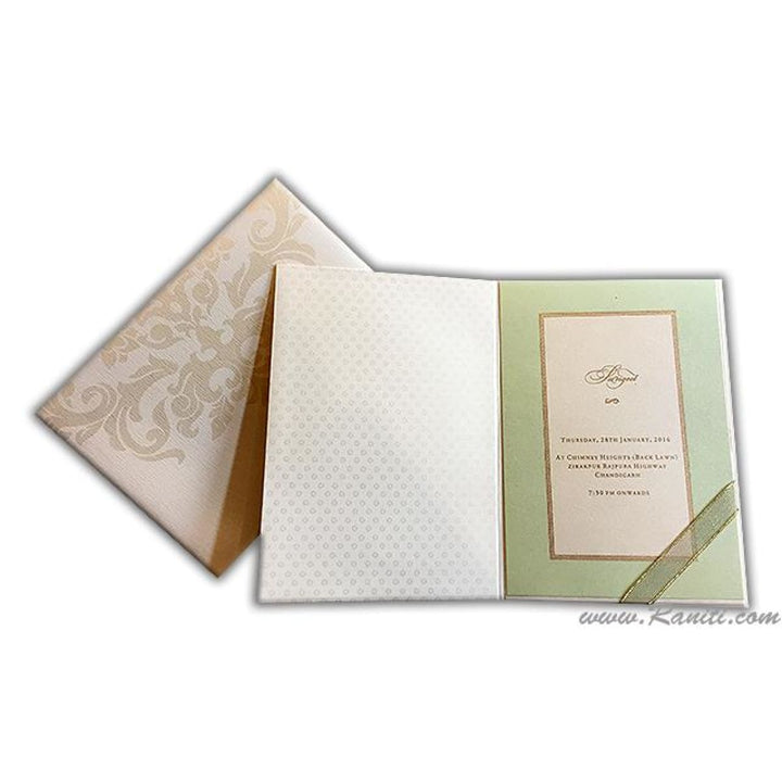 Pearl White Classic Custom Invitation Card with Multiple Inserts in Pastel Shade Borders AM-165 freeshipping - Raniti LLC - Custom Invitations & Stationery