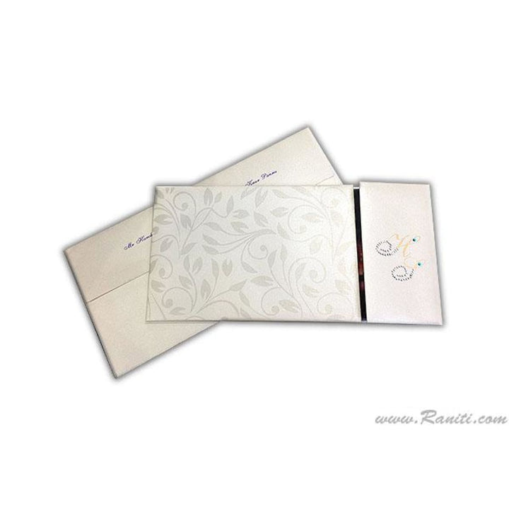 Pearl White Custom Invitation Heavy Back side Gatefold with Multiple Inserts | Luxury Custom Invitation Card in Pearl and Golden AMH-94 freeshipping - Raniti LLC - Custom Invitations & Stationery