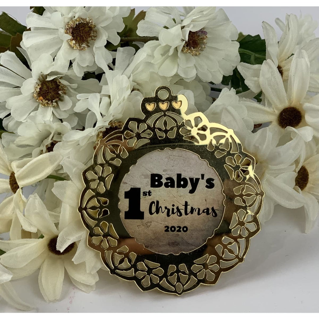 Personalized Photo Laser Cut Ornament -Baby's First Christmas Ornament - Personalized First Christmas Baby Ornament  L3Gold freeshipping - Raniti LLC - Custom Invitations & Stationery