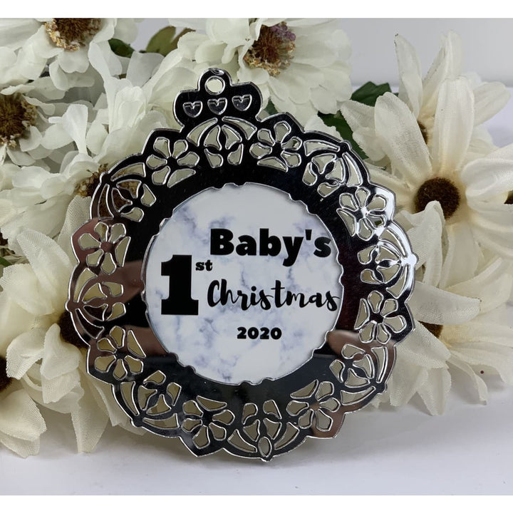 Personalized Photo lasercut Ornament -Baby's First Christmas Ornament - Personalized First Christmas Baby Ornament  L3Silver freeshipping - Raniti LLC - Custom Invitations & Stationery