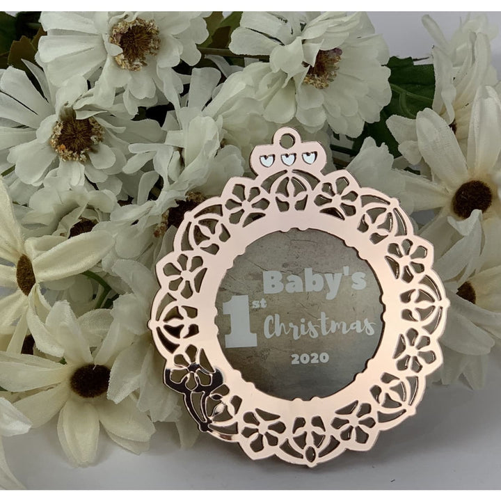 Personalized Photo Ornament -Baby's First Christmas Ornament - Personalized First Christmas Baby Ornament  L3Rosegold freeshipping - Raniti LLC - Custom Invitations & Stationery