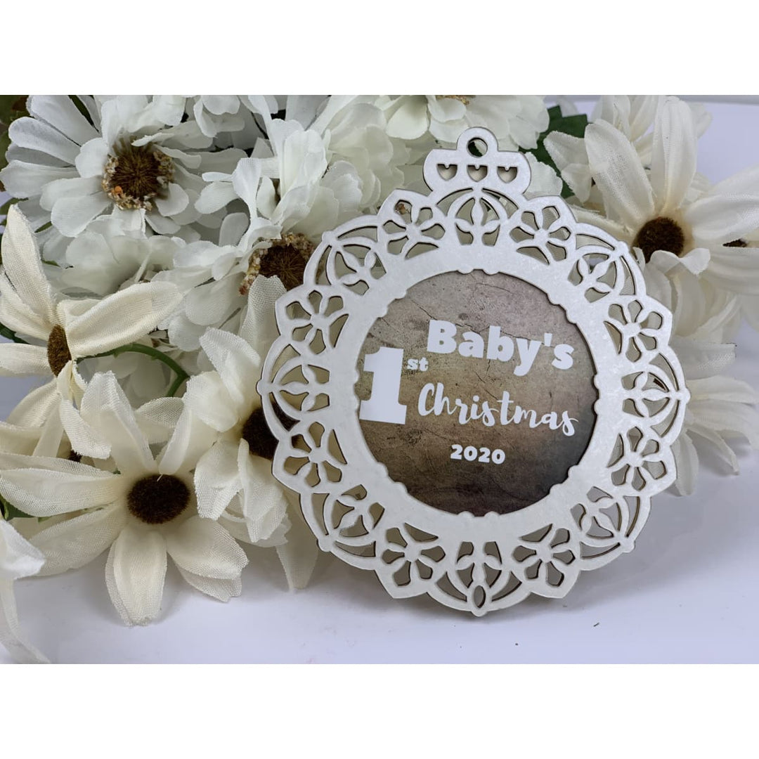 Personalized Photo Ornament -Baby's First Christmas Ornament - Personalized First Christmas Baby Ornament  L3White freeshipping - Raniti LLC - Custom Invitations & Stationery