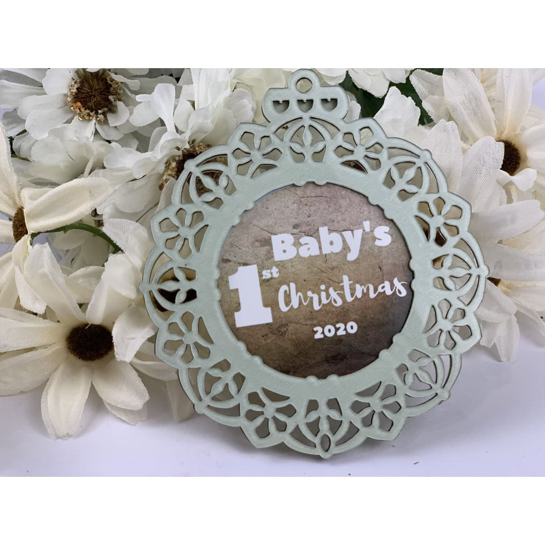 Personalized Photo Ornament -Baby's First Christmas Ornament - Personalized First Christmas Baby Ornament L3Green freeshipping - Raniti LLC - Custom Invitations & Stationery