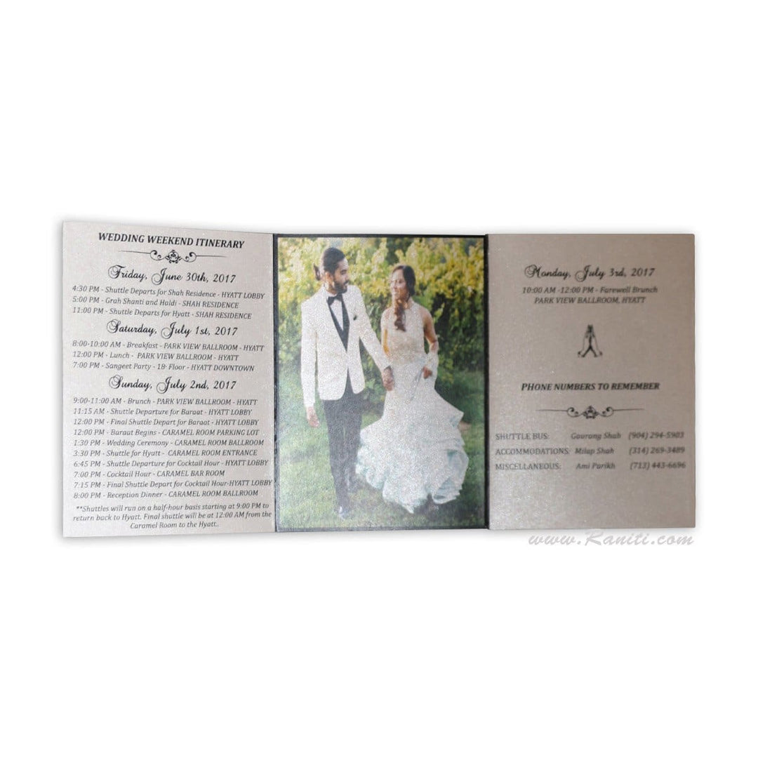 Photo Luxury Wedding Event Guest Itinerary in White and Damask Theme | Custom Personalized Wedding Stationery AM-IT-2 freeshipping - Raniti LLC - Custom Invitations & Stationery