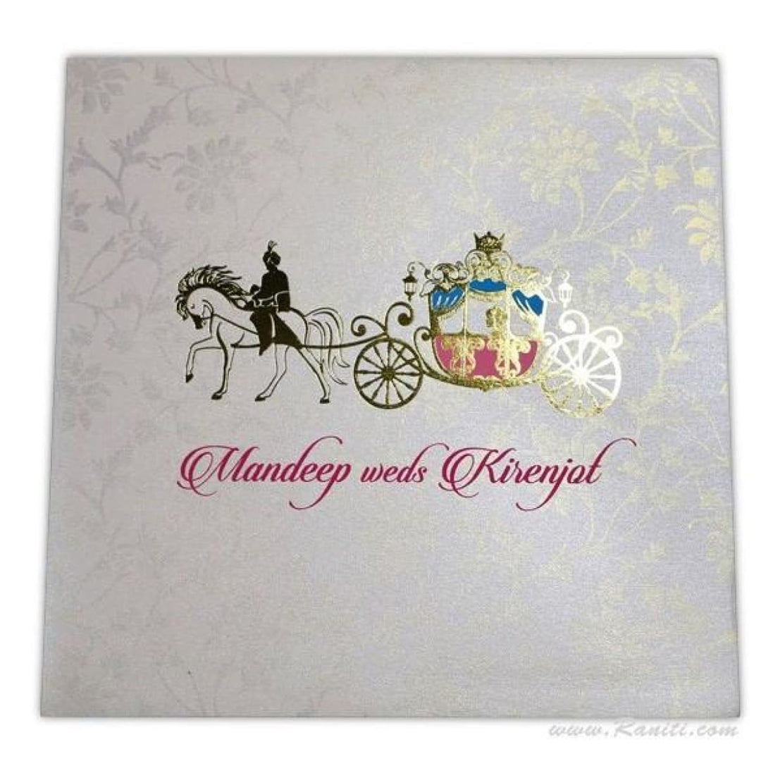 Princess Theme Foil Print Carriage Design Custom Invitation Card with Multiple Inserts | Princess Theme Bride Wedding Custom Invitation Card AM-329 freeshipping - Raniti LLC - Custom Invitations & Stationery