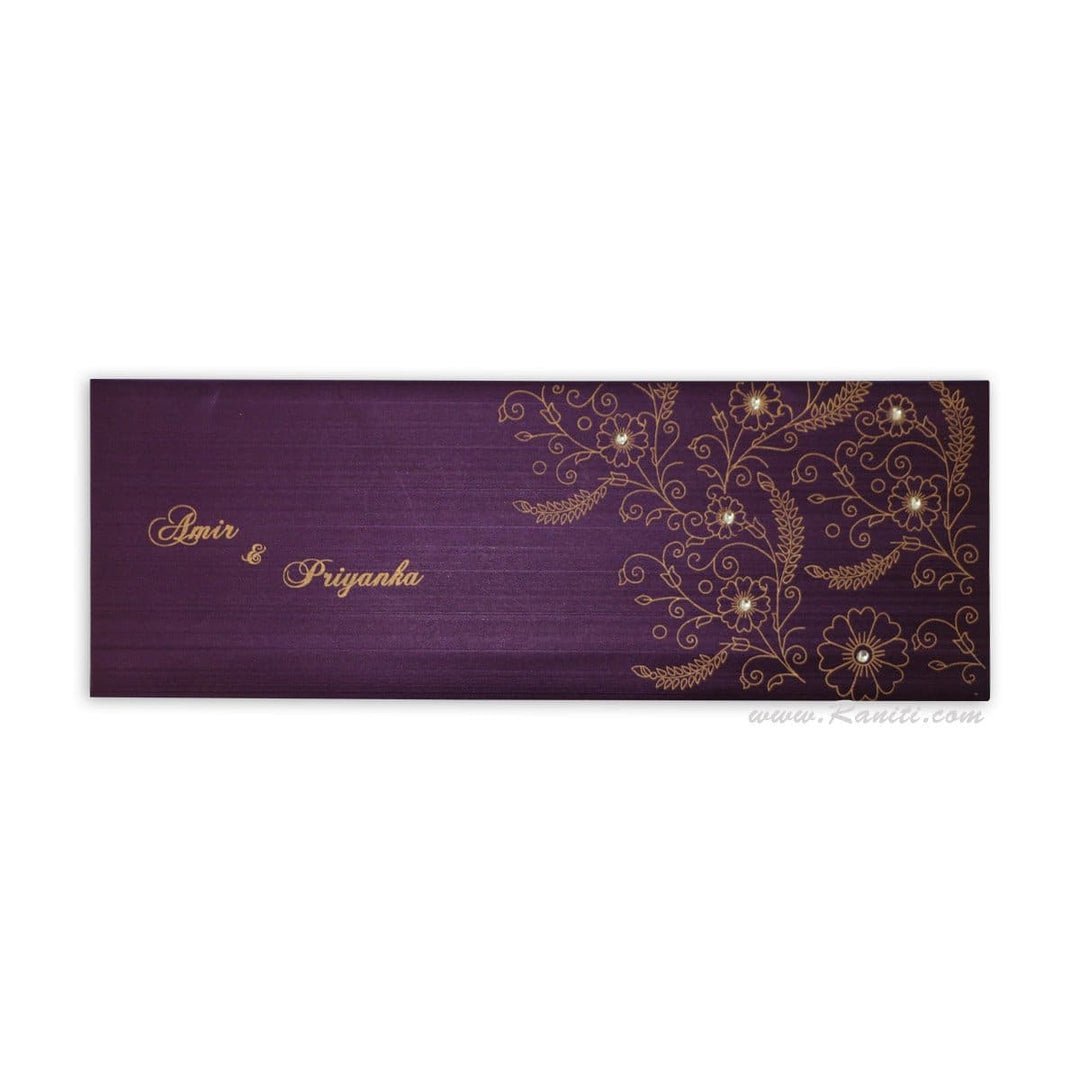 Purple and Gold Rectangle Custom Invitation Card with Cascading Multiple Inserts and Rhinestones AM-125 freeshipping - Raniti LLC - Custom Invitations & Stationery