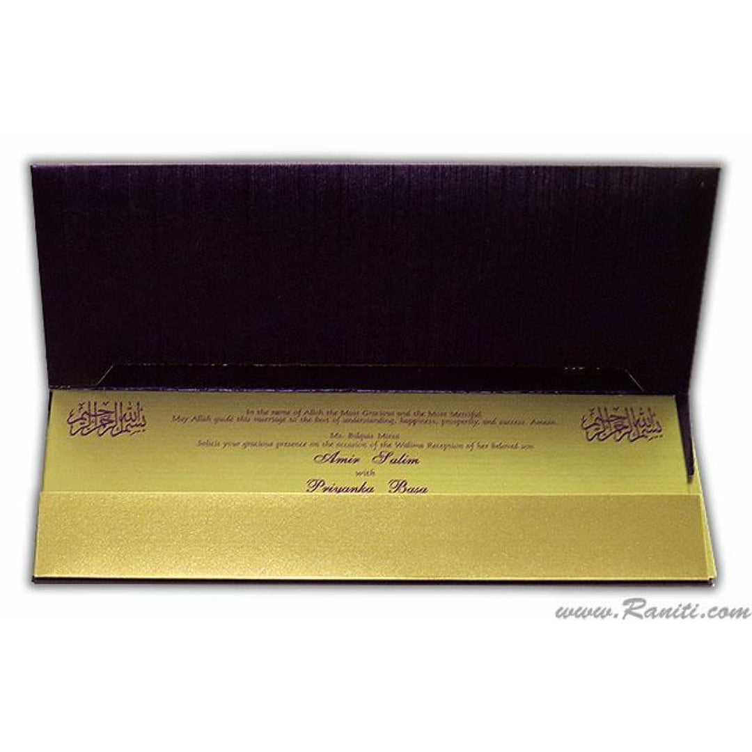 Purple and Gold Rectangle Custom Invitation Card with Cascading Multiple Inserts and Rhinestones AM-125 freeshipping - Raniti LLC - Custom Invitations & Stationery