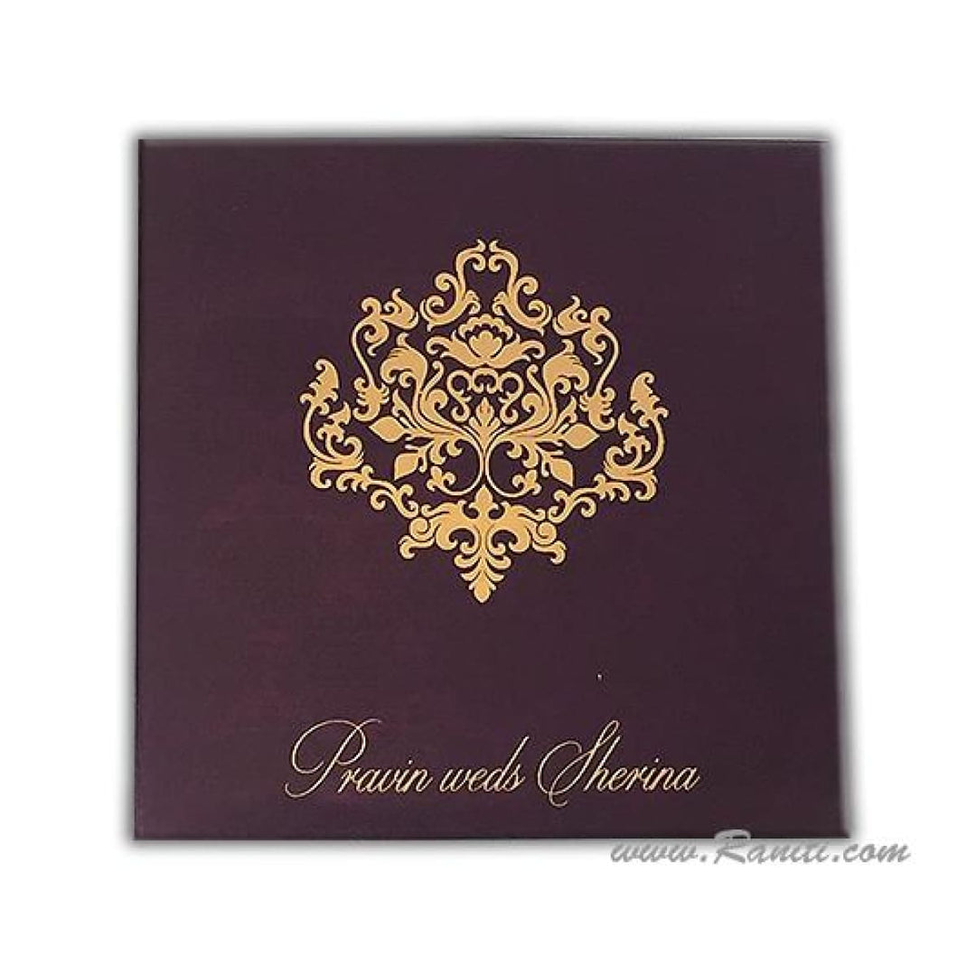 Purple and Gold Square Custom Wedding Invitation Card with Multiple Cascading inserts AM-291 freeshipping - Raniti LLC - Custom Invitations & Stationery