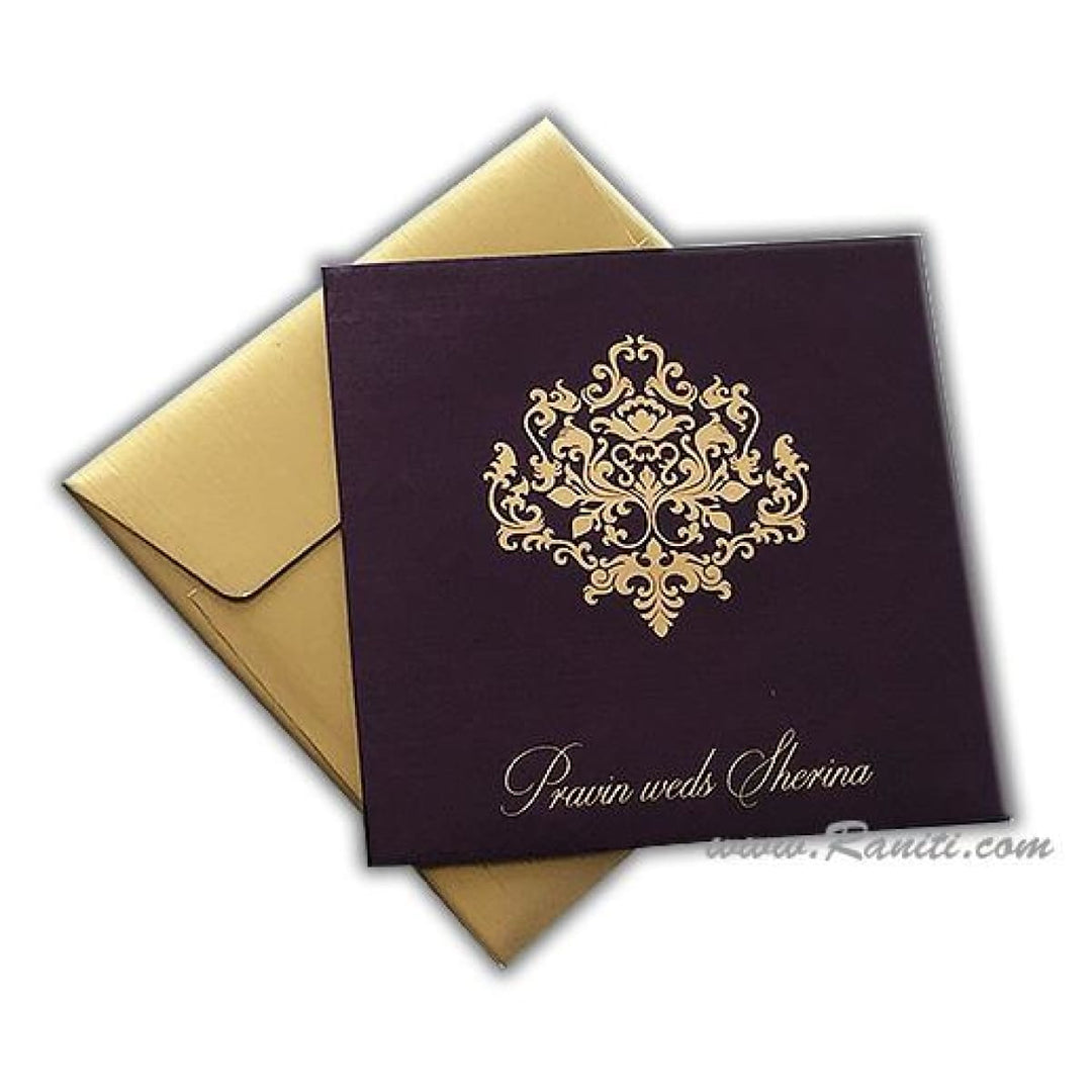 Purple and Gold Square Custom Wedding Invitation Card with Multiple Cascading inserts AM-291 freeshipping - Raniti LLC - Custom Invitations & Stationery