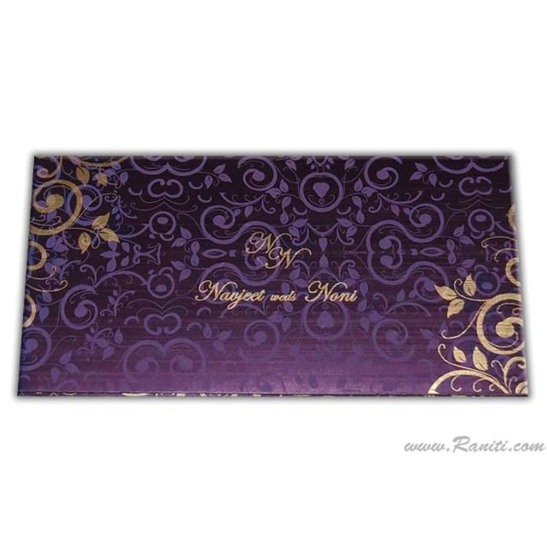 Purple and Golden Rectangle Custom Invitation Card with Cascading Inserts and Translucent Paper | Custom Vine Design Invitation Card AM-212 freeshipping - Raniti LLC - Custom Invitations & Stationery