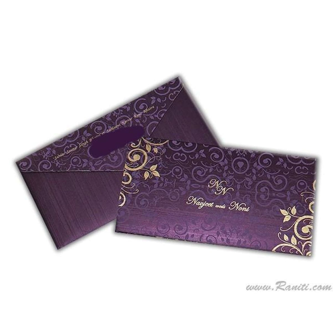 Purple and Golden Rectangle Custom Invitation Card with Cascading Inserts and Translucent Paper | Custom Vine Design Invitation Card AM-212 freeshipping - Raniti LLC - Custom Invitations & Stationery