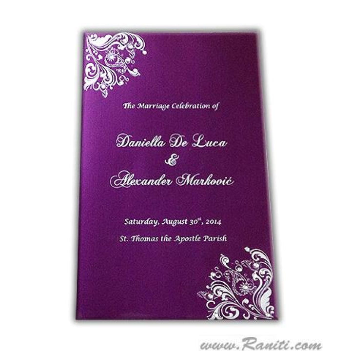 Purple and Silver Custom Wedding Ceremony Program | Order of Ceremony Program | Purple Wedding Ceremony Program with Rhinestones WP-44 freeshipping - Raniti LLC - Custom Invitations & Stationery