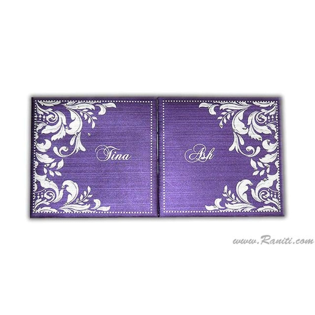 Purple Classic Hard Cover Gatefold Custom Invitation Card with Multiple Inserts with Rhinestones AMH-128 freeshipping - Raniti LLC - Custom Invitations & Stationery