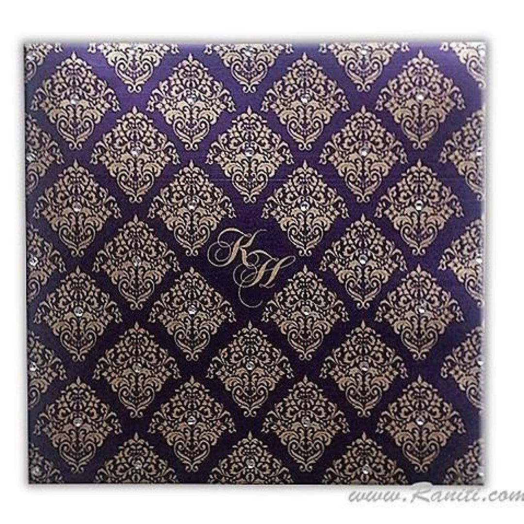 Purple Square Custom Wedding Invitation Card with Multiple Inserts and Rhinestones | Custom Square Invitation with Multiple Inserts and Rhinestones AM-171 freeshipping - Raniti LLC - Custom Invitations & Stationery