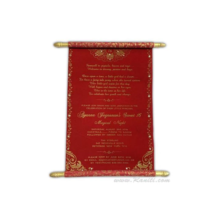 Quinceanera Invitations | Bat Mitzvah Invitations | Royal Custom Scroll Invitations AMSC-49 freeshipping - Raniti LLC - Custom Invitations & Stationery