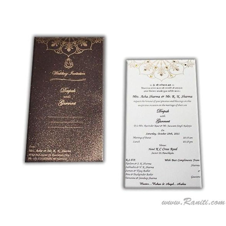 Reception Dinner Custom Invitation card with Rhinestones | Registry Marriage | Wedding Custom Reception Invitation Card AMSO-37 freeshipping - Raniti LLC - Custom Invitations & Stationery