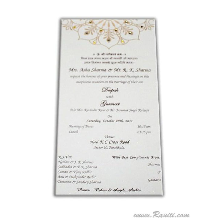 Reception Dinner Custom Invitation card with Rhinestones | Registry Marriage | Wedding Custom Reception Invitation Card AMSO-37 freeshipping - Raniti LLC - Custom Invitations & Stationery