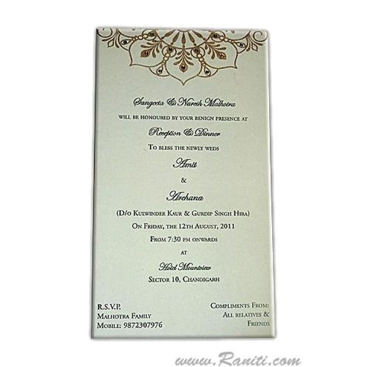 Reception Dinner Custom Invitation card with Rhinestones | Registry Marriage | Wedding Custom Reception Invitation Card AMSO-37 freeshipping - Raniti LLC - Custom Invitations & Stationery