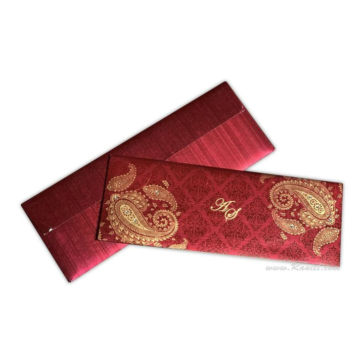 Red and Gold Paisley Theme Rectangle Custom Invitation Card with Multiple Inserts AM-351 freeshipping - Raniti LLC - Custom Invitations & Stationery