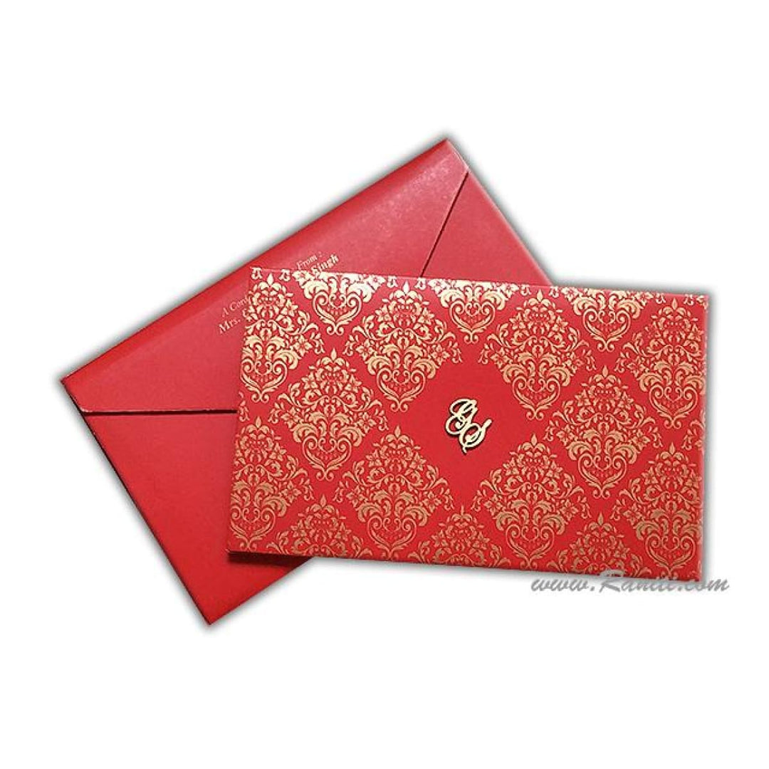 Red and Golden Rectangle Custom Invitation Card with Laser Cut Monogram Initials AML-199 freeshipping - Raniti LLC - Custom Invitations & Stationery