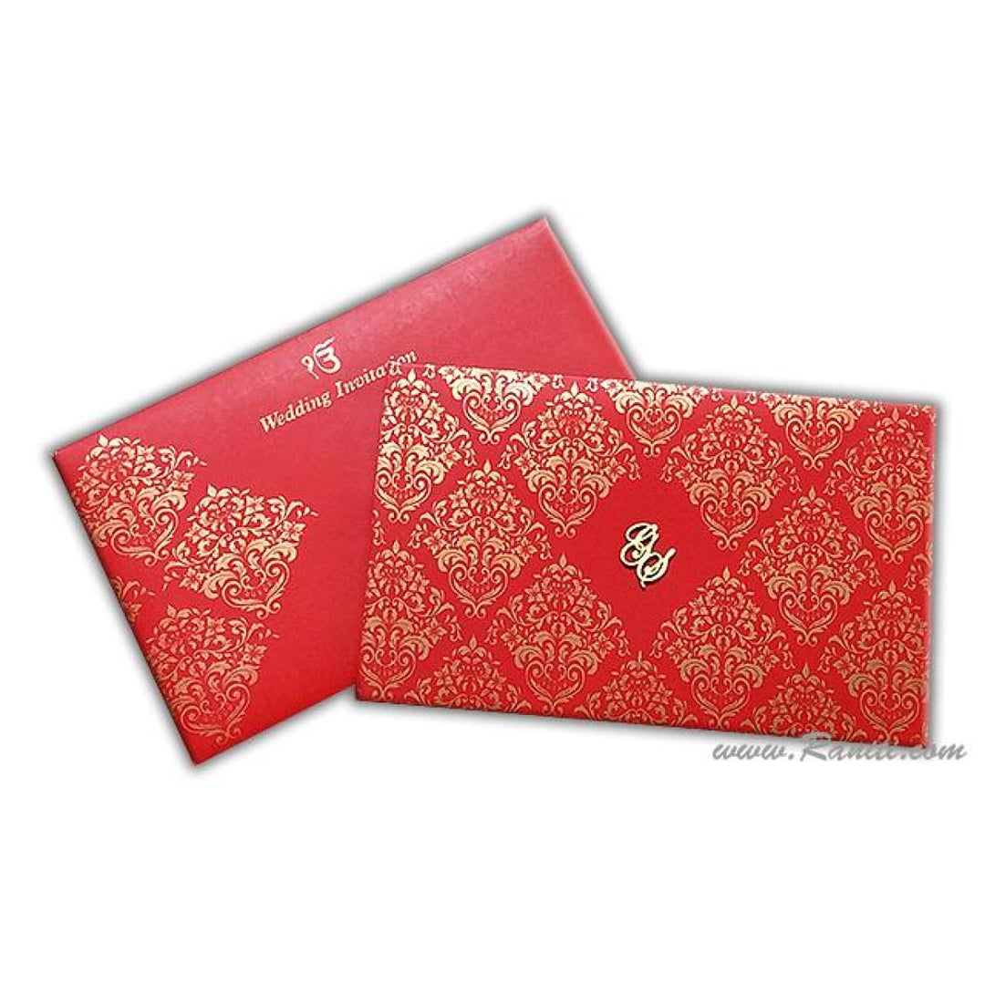 Red and Golden Rectangle Custom Invitation Card with Laser Cut Monogram Initials AML-199 freeshipping - Raniti LLC - Custom Invitations & Stationery