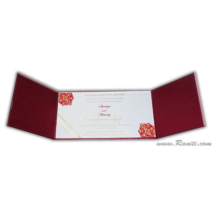 Red Classic Hard Cover Gatefold Custom  Invitation Card with Multiple Inserts AMH-64 freeshipping - Raniti LLC - Custom Invitations & Stationery