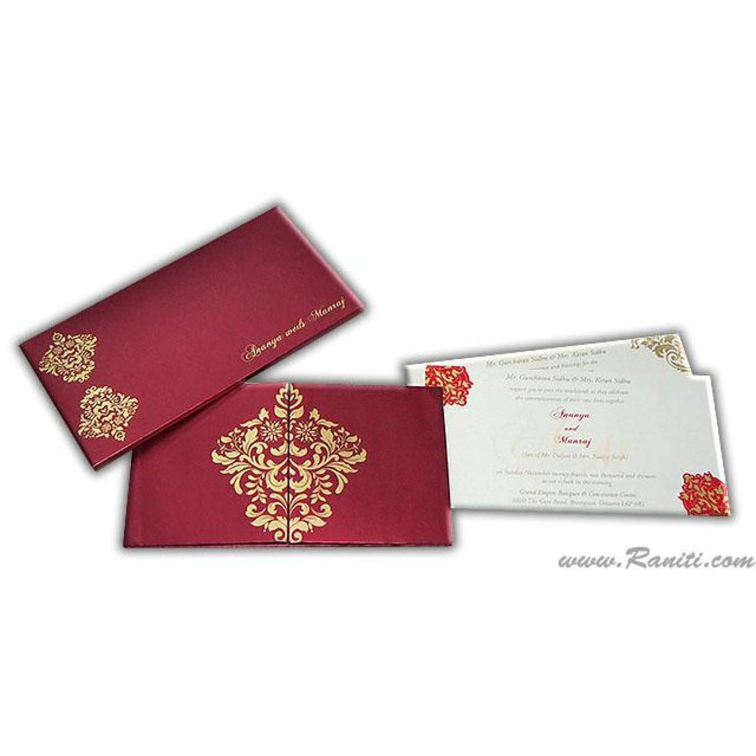 Red Classic Hard Cover Gatefold Custom  Invitation Card with Multiple Inserts AMH-64 freeshipping - Raniti LLC - Custom Invitations & Stationery